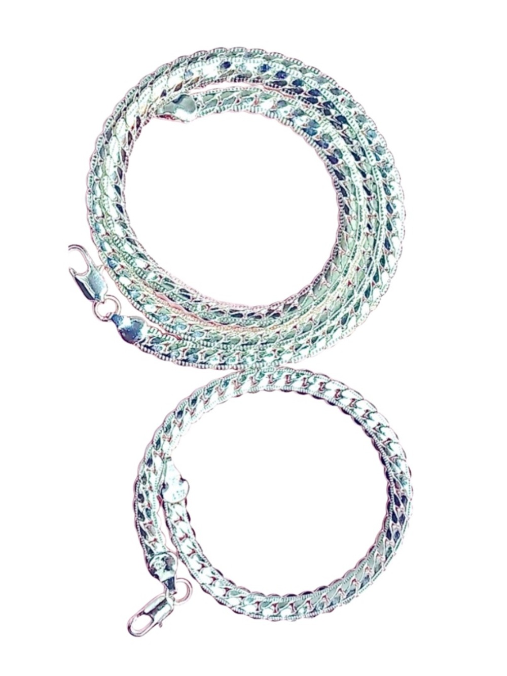 NEW 925 Sterling Silver 45cm Necklace And 18cm Bracelet  2pc Set